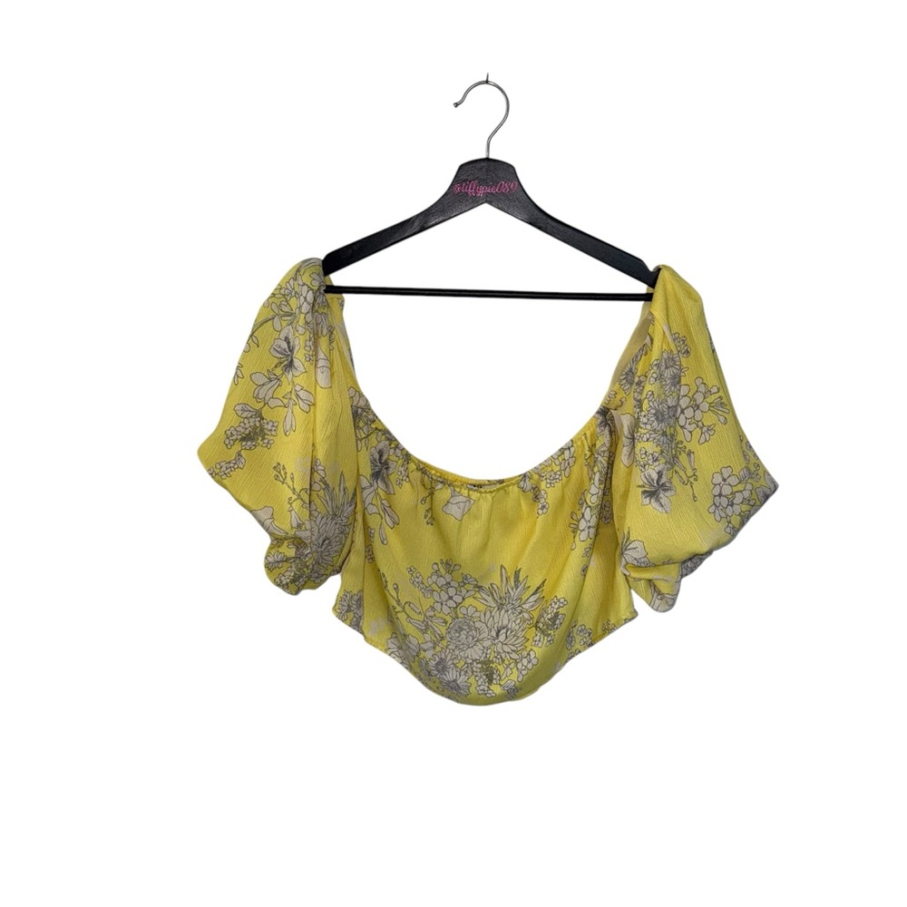 Lush Off the Shoulder Blouse Floral Yellow Size Medium